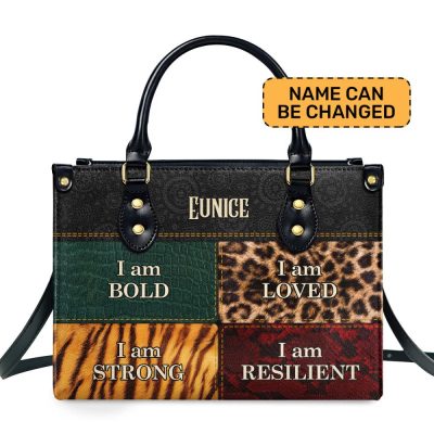 I Am Bold, Loved, Strong, Resilient - Personalized Leather Handbag Sbhn03