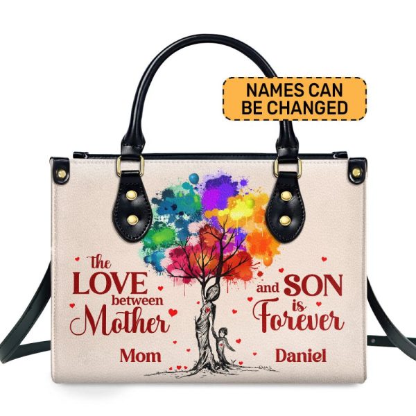 The Love Between Mother And Son Is Forever - Personalized Leather Handbag Stb188B