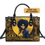 She Who Walks With God Will Always Reach Her Destination - Personalized Purple Leather Handbag Stb169