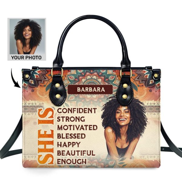 She Is - Personalized Leather Handbag