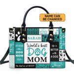 World'S Best Dog Mom - Personalized Leather Handbag Sbha04