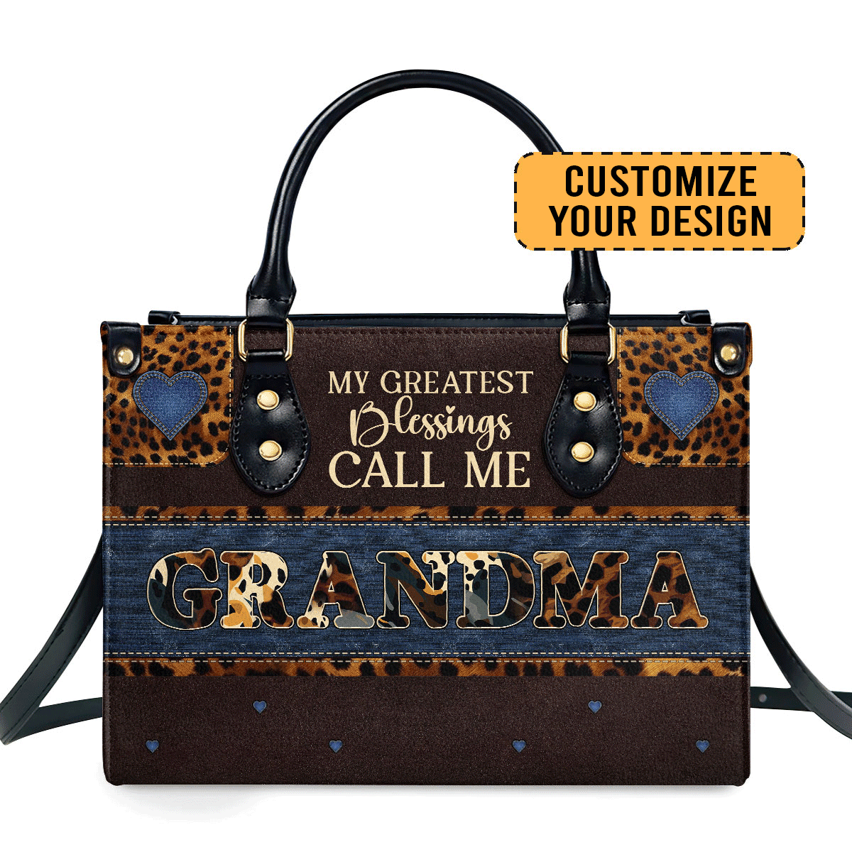 My Greatest Blessings Call Me Grandma/Nana - Personalized Leather Handbag Mb75B