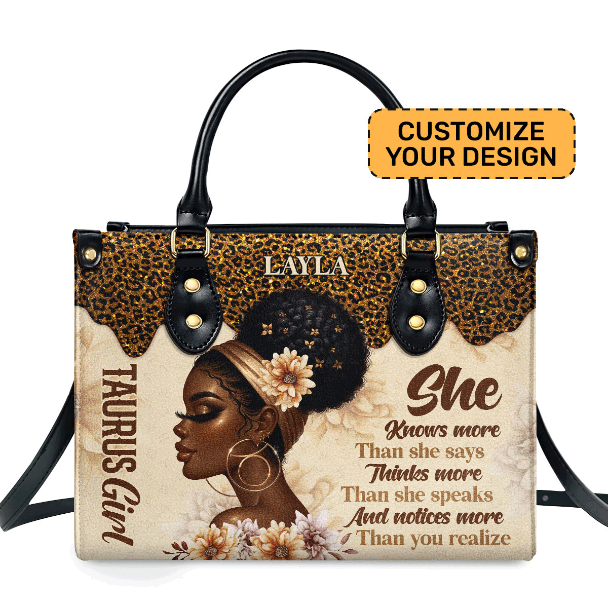 She Knows - Personalized Leather Handbag Sbhn09