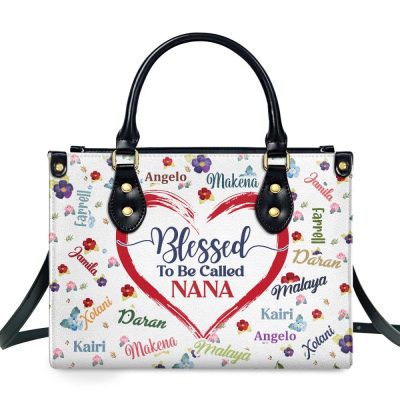Blessed To Be Called Nana - Personalized Leather Handbag