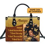 Today I Feel - Personalized Leather Hand Bag Stb79