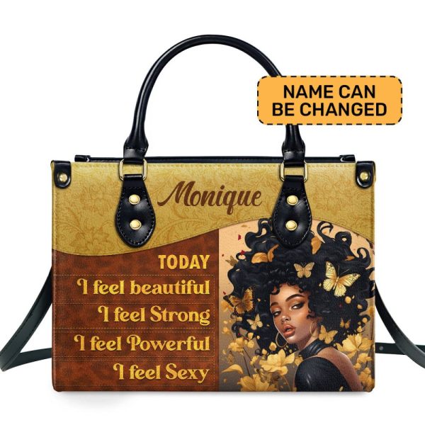 Today I Feel - Personalized Leather Hand Bag Stb79