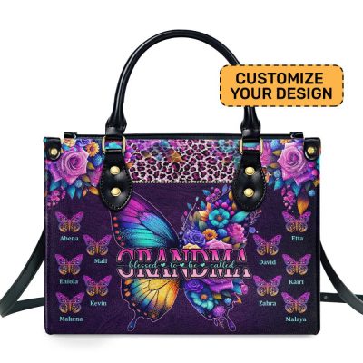 Blessed To Be Called Grandma - Personalized Leather Handbag Sblhblm1427Ta