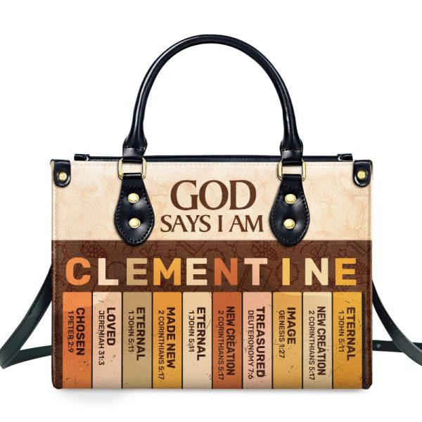 God Says I Am , Personalized Leather Handbag