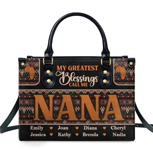 My Greatest Blessings Call Me - Personalized Leather Handbag
