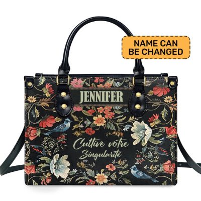 Cultive Votre Singularite - Personalized Leather Hand Bag Sblhbt64