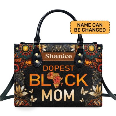 Dopest Black Mom - Personalized Leather Handbag Mb64A