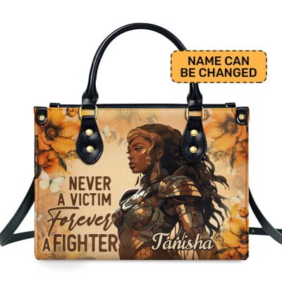 Forever A Fighter - Personalized Leather Hand Bag Stb83