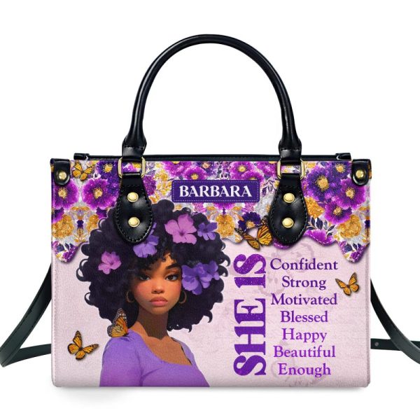She Is - Personalized Leather Handbag