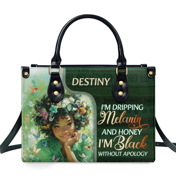 I Am Black Without Apology - Personalized Leather Handbag
