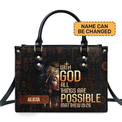 With God All Things Are Possible - Personalized Leather Handbag Sblhblm1095Ta