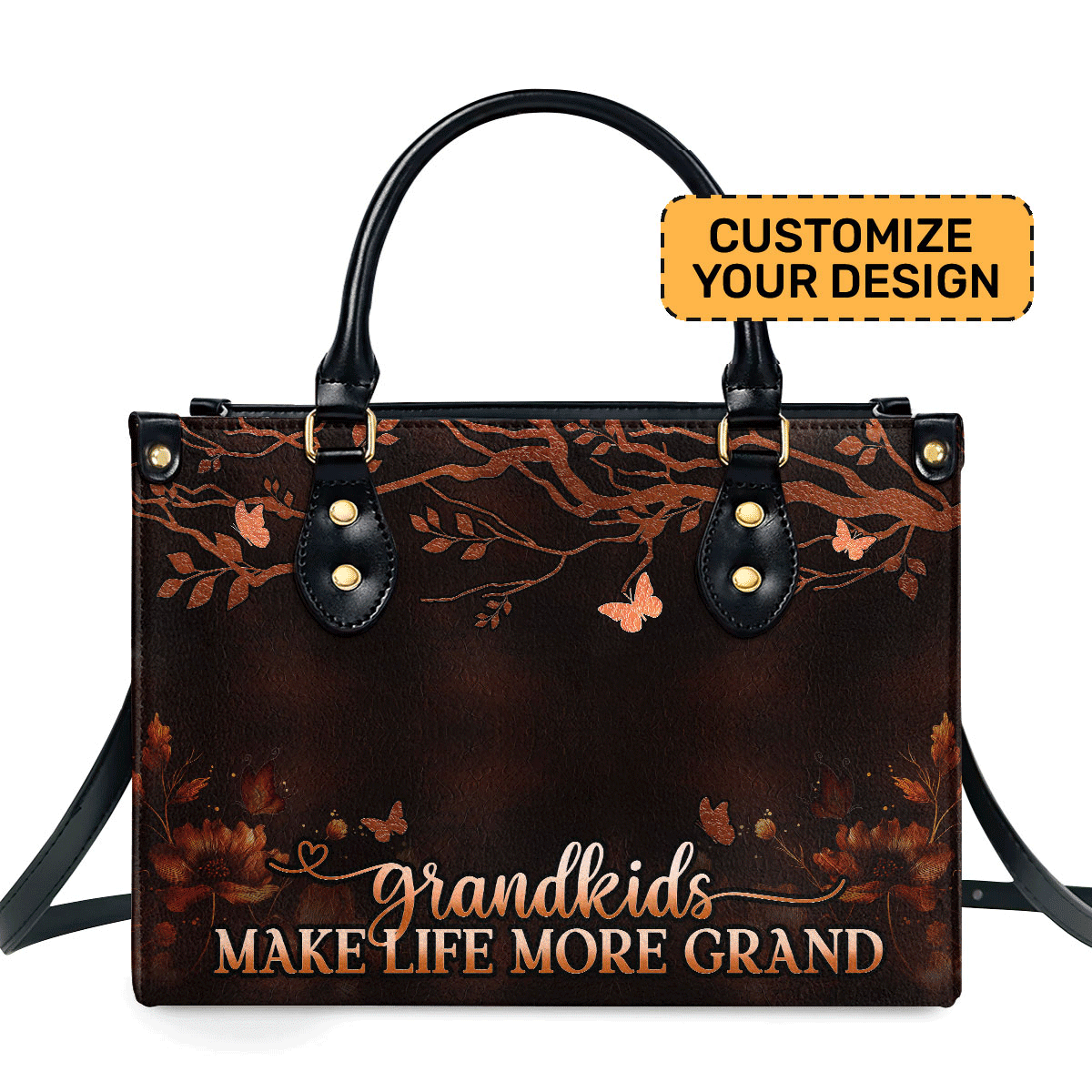 Grandkids Make Life More Grand - Personalized Leather Handbag Mb74
