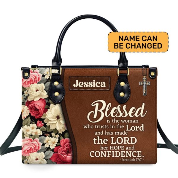 Blessed Is The Woman Who Trusts In The Lord - Personalized Leather Handbag Sblhbmtn1860L