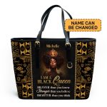 I Am A Black Queen - Personalized Leather Totebag