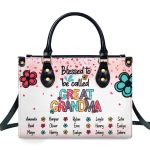 Blessed To Be Called Great Grandma - Personalized Leather Handbag