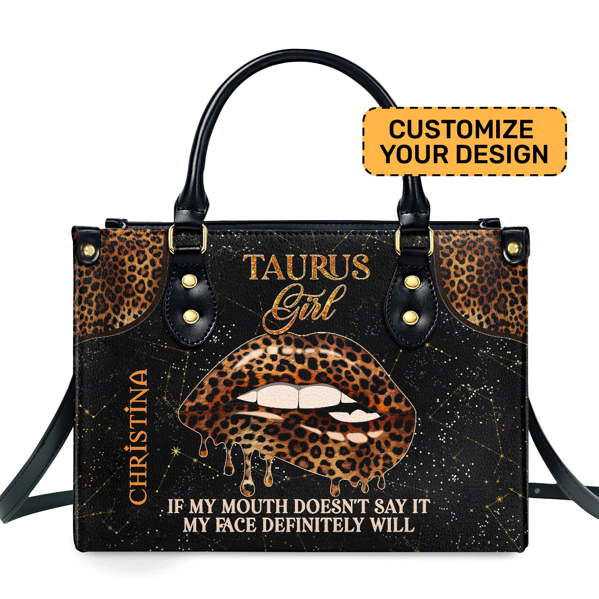 If My Mouth Doesn'T Say It My Face Definitely Will - Personalized Leather Handbag Mb93