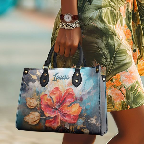 Flamboyant Flower - Personalized Leather Handbag Stb131