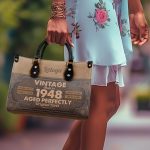 Personalized Vintage Brown Leather Handbag Stb66