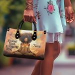 Radiant Soul Illuminating Paths - Personalized Purple Leather Handbag Stb70