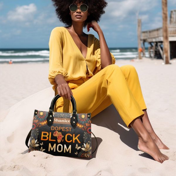 Dopest Black Mom - Personalized Leather Handbag Mb64A