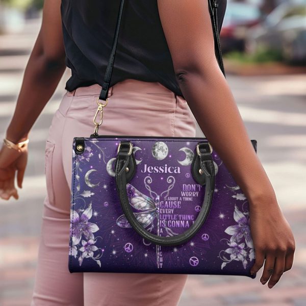 Don'T Worry About A Thing Cause Every Little Thing Is Gonna Be Alright - Personalized Leather Handbag Sbn04