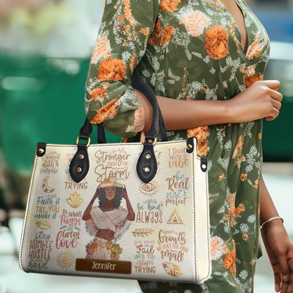 Stronger Than The Storm - Personalized Leather Handbag Sbhn14