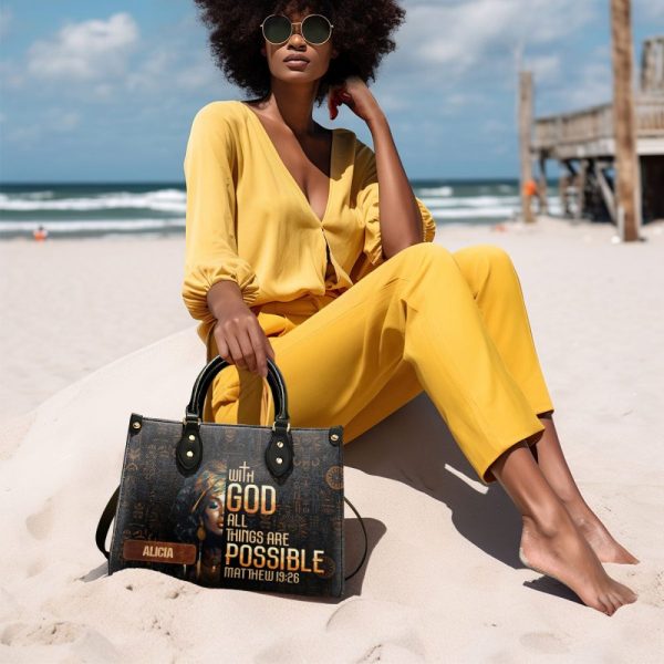 With God All Things Are Possible - Personalized Leather Handbag Sblhblm1095Ta