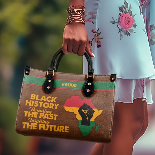 Black History Honoring The Past Inspiring The Future - Personalized Leather Handbag Stb190