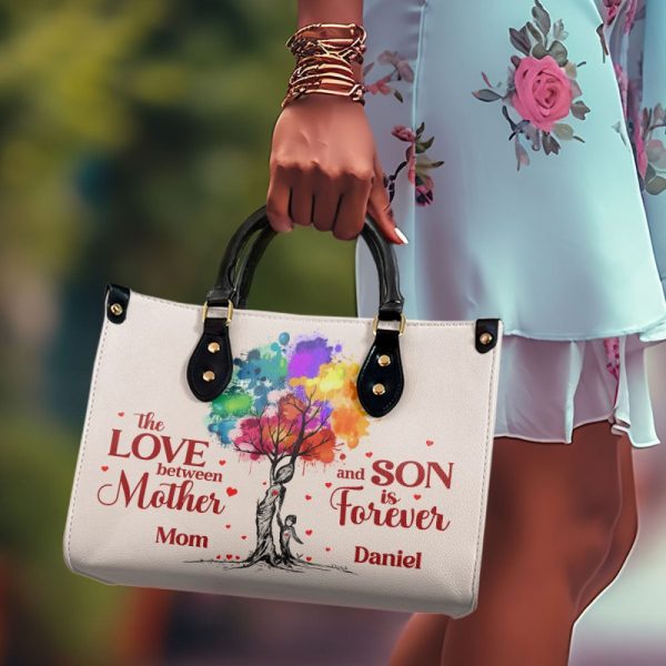 The Love Between Mother And Son Is Forever - Personalized Leather Handbag Stb188B