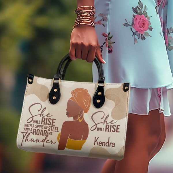 She Will Rise - Personalized Leather Hand Bag Stb99