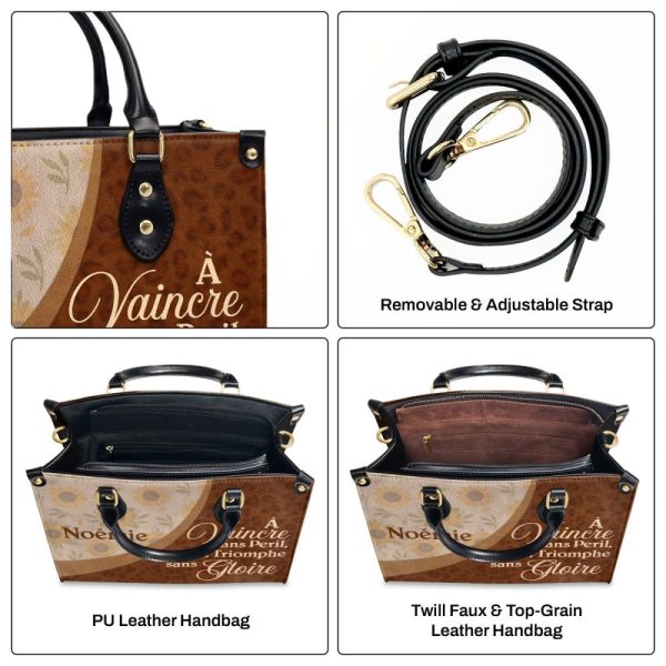 À Vaincre Sans Peril, On Triomphe Sans Gloire - Personalized Leather Handbag Sb606