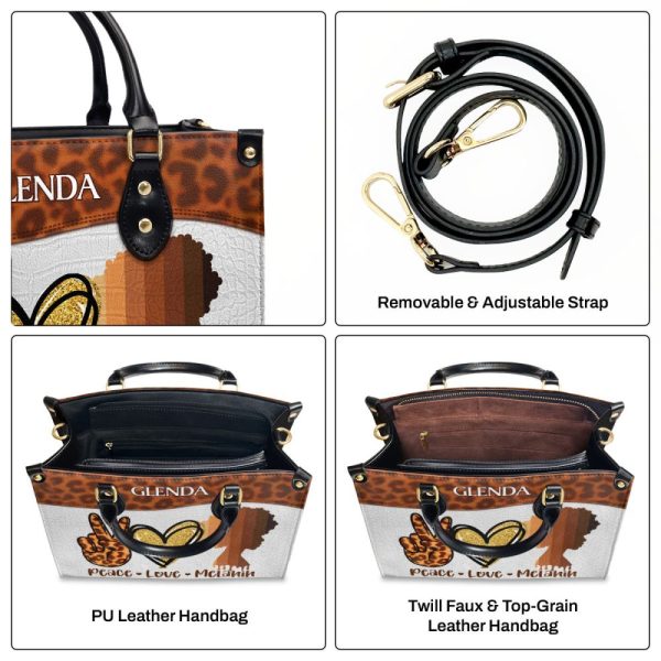 Peace, Love, Melanin - Personalized Leather Handbag Stb06