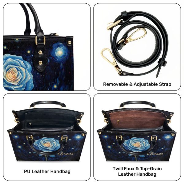 Rose Under The Starry Night - Personalized Leather Handbag - Stb139