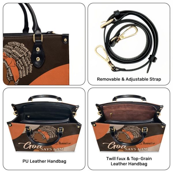 God Says I Am - Personalized Leather Handbag Stb94
