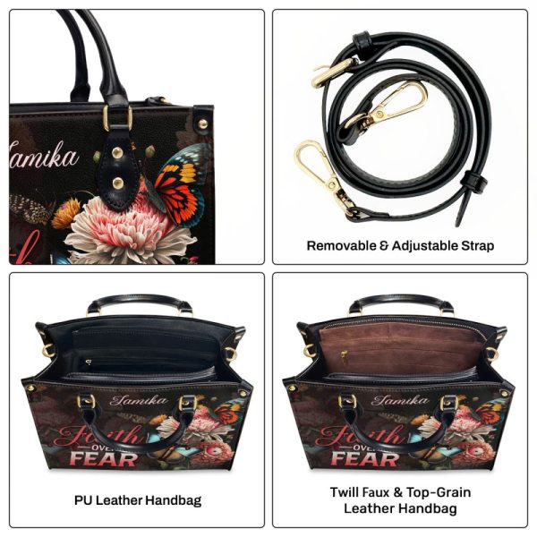 Faith Over Fear - Personalized Leather Handbag Stb28