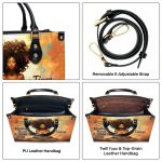 Radiant Soul Illuminating Paths - Personalized Purple Leather Handbag Stb70