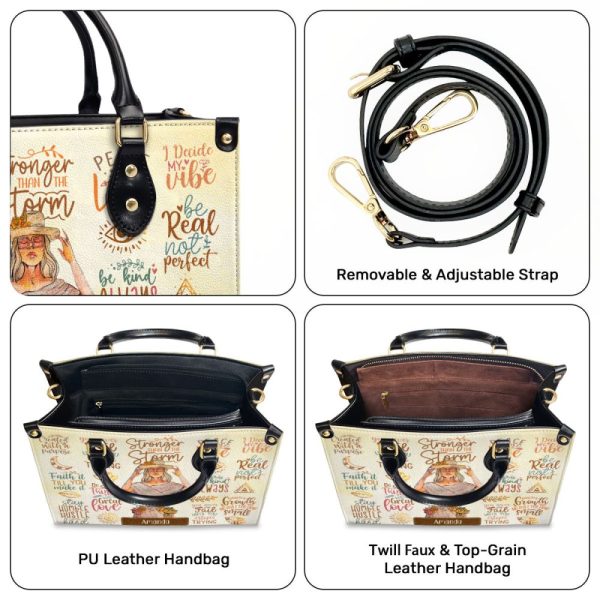 Stronger Than The Storm - Personalized Leather Handbag Sbhn14
