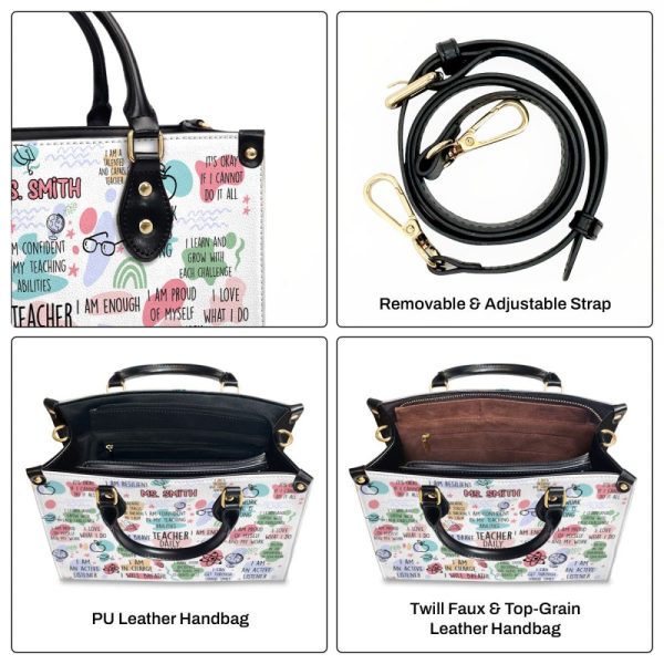Teacher Daily Affirmations - Personalized Leather Handbag Sblhblm999L
