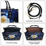 Peony Under The Starry Night - Personalized Leather Handbag Msm28