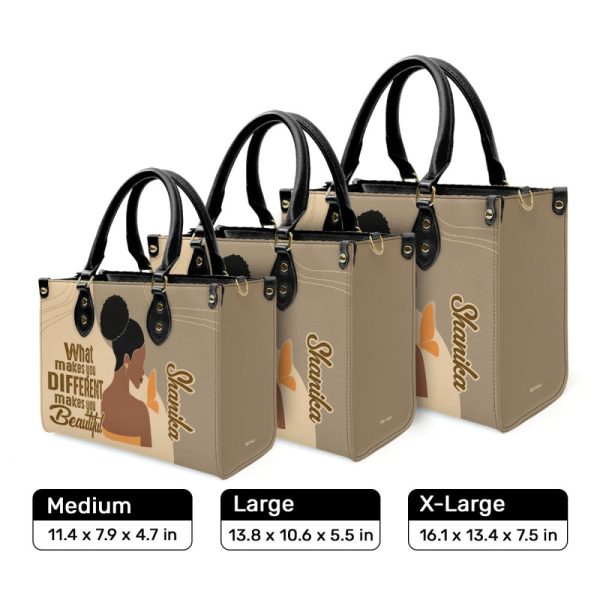 What Makes You Different Makes You Beautiful - Personalized Leather Hand Bag Stb106