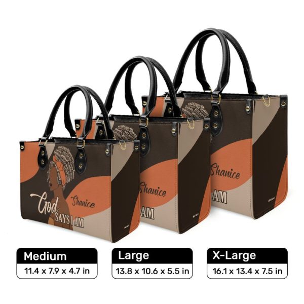 God Says I Am - Personalized Leather Handbag Stb94