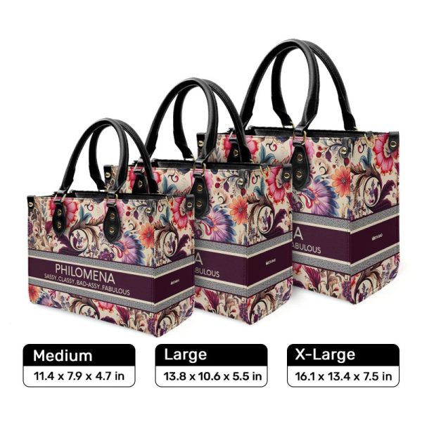 Classy Flower - Personalized Leather Handbag Stb124