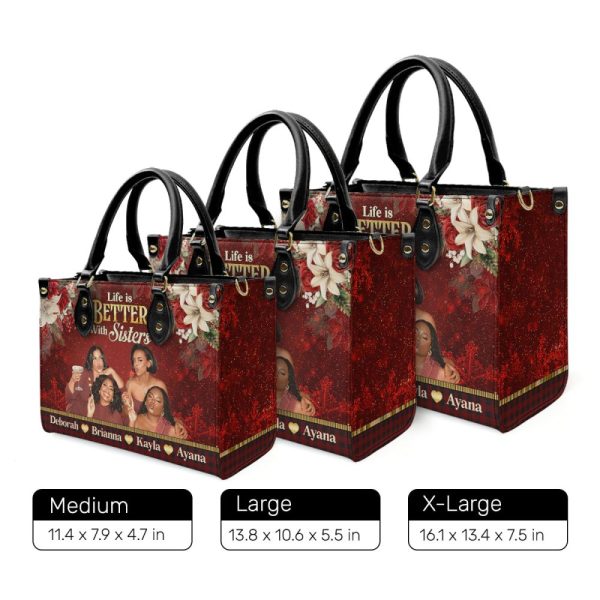 Life Is Better With Sisters - Personalized Leather Handbag