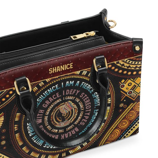 Mantra - I Am A Fierce Spirit - Personalized Leather Handbag Mb03