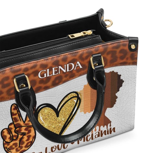 Peace, Love, Melanin - Personalized Leather Handbag Stb06