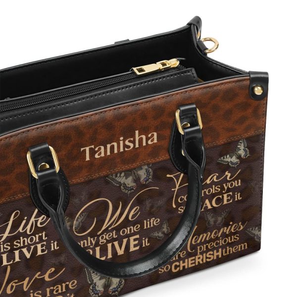 We Only Get One Life So Live It - Personalized Leather Handbag Stb22